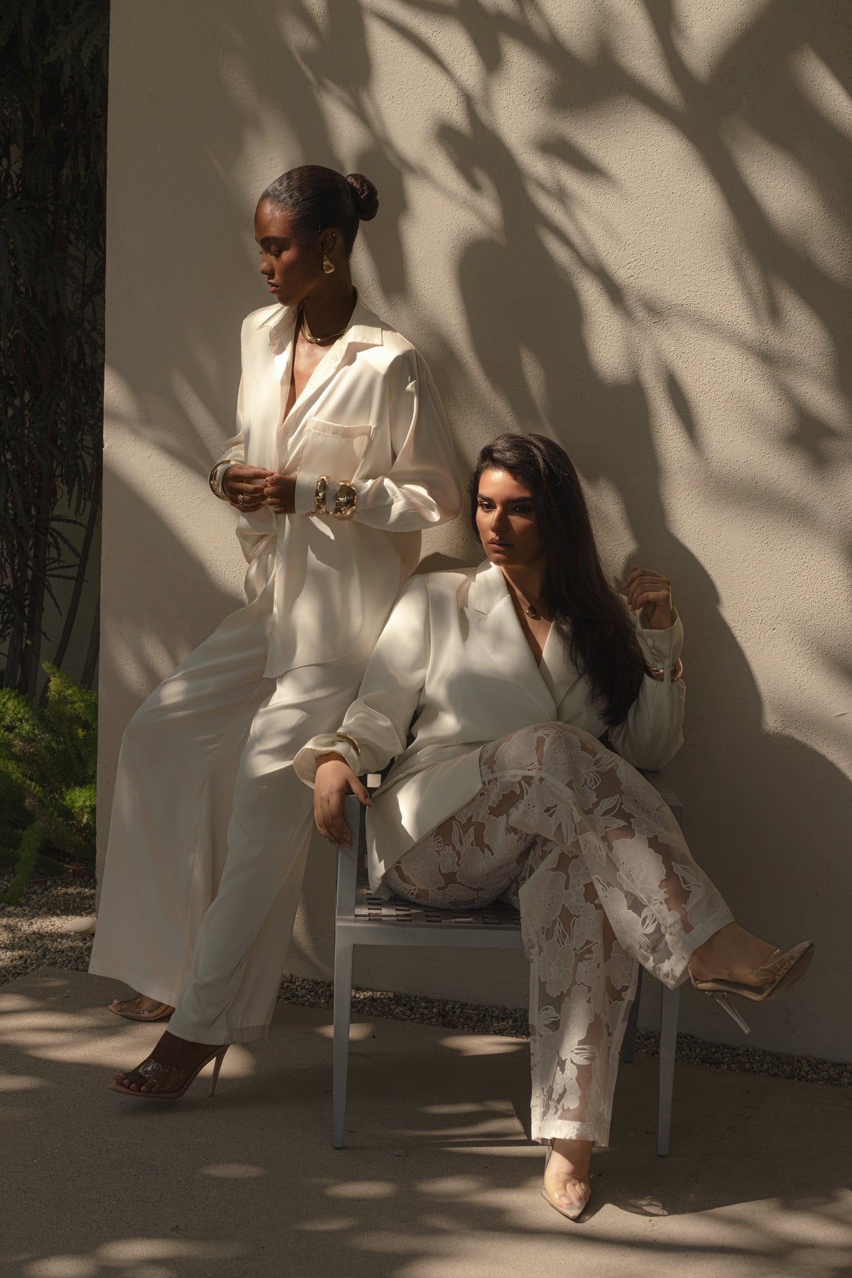 Ivory Organza Floral Pant